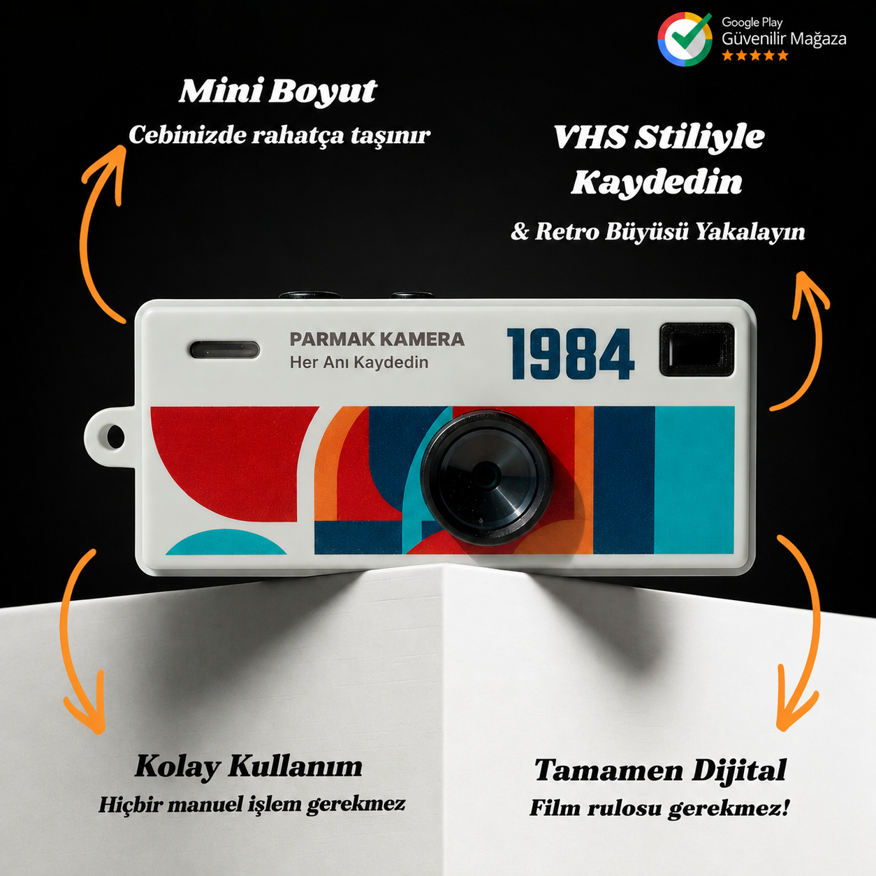 Nandy Home Mini Dijital Retro Kamera - Selfie Video Vlog Kamerası Mini Fotoğraf Makinesi