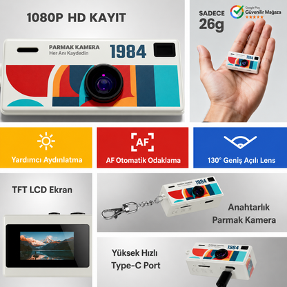 Nandy Home Mini Dijital Retro Kamera - Selfie Video Vlog Kamerası Mini Fotoğraf Makinesi
